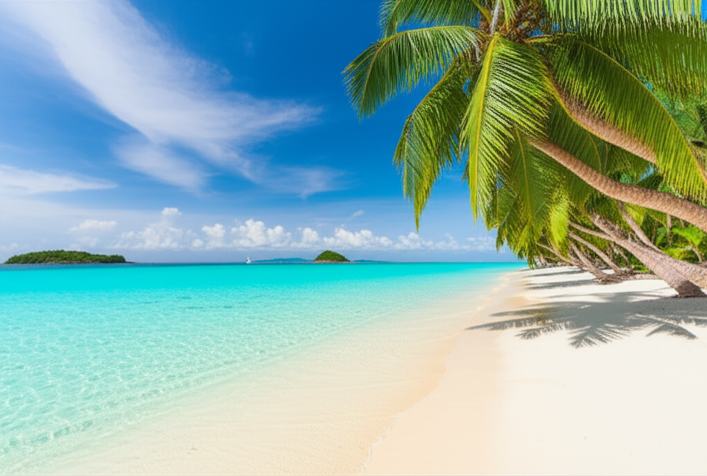 Warm beach destination at sunset